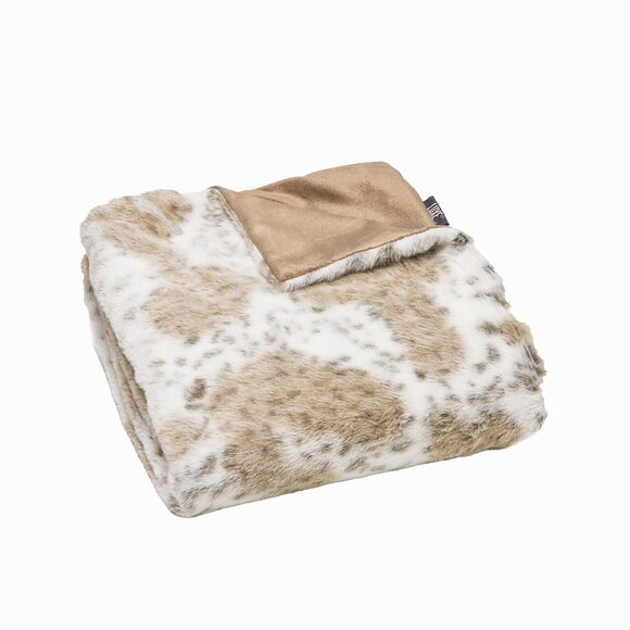 Luxe Home Decor Classic Faux Fur Throw | 1-Piece | Snow leopard | 50"x60" - Picture 4 of 8